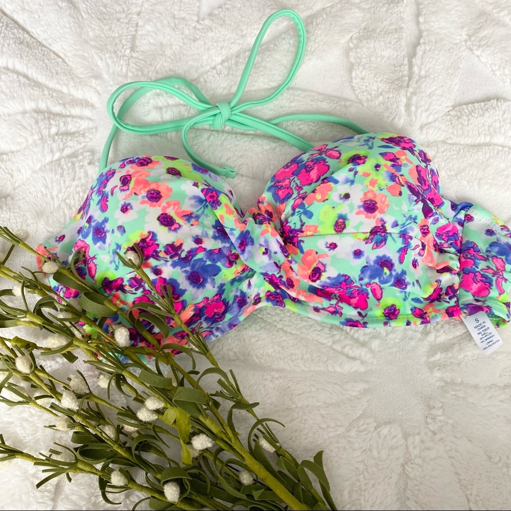 Rue 21 Rue Bleu Neon Floral Padded Bikini Top Women’s Size Small